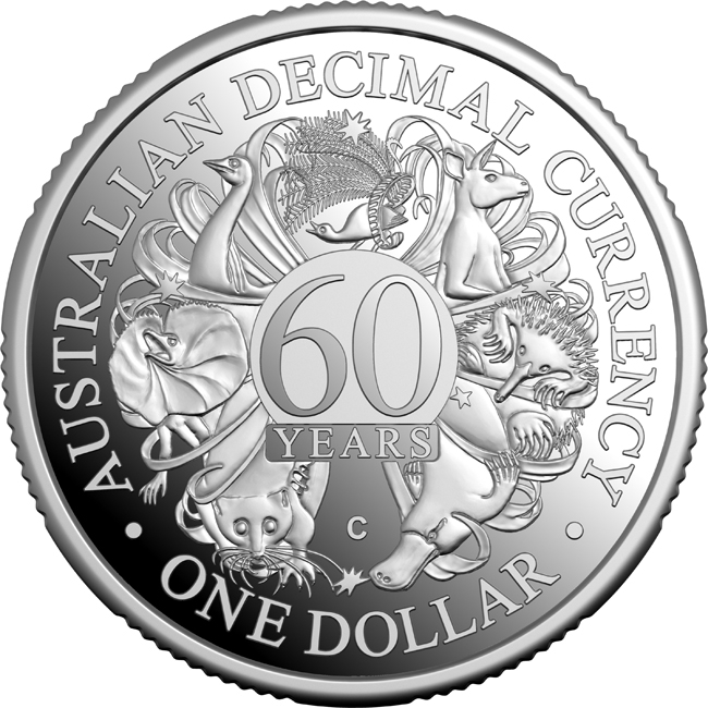 Desetinná měna Austrálie 2026 - 60. výročí, stříbrná mince v etuji