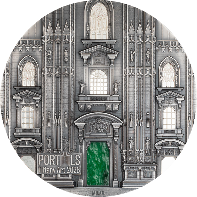 Tiffany Art 2026: Miláno a Praha, stříbrná mince v etuji, 1000 g