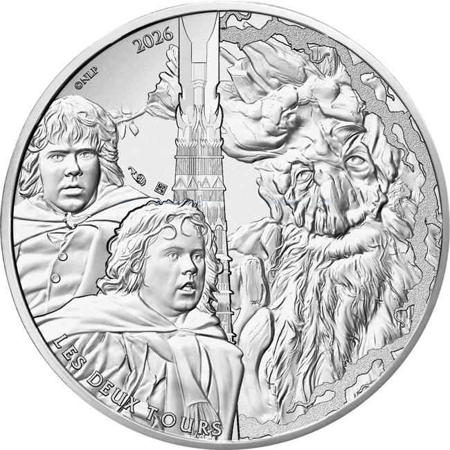 Pán prstenů: Merry, Pippin a Stromovous 2026, Francie - 25. výročí, stříbrná mince v blistru, 13 g