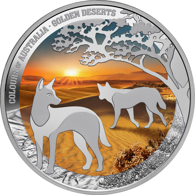Zlaté pouště - Barvy Austrálie 2026, stříbrná mince v etuji, 1 oz