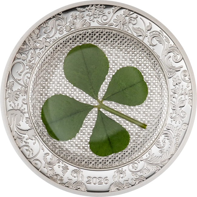 Čtyřlístek 2026 - Unce štěstí, stříbrná mince v etuji, 1 oz