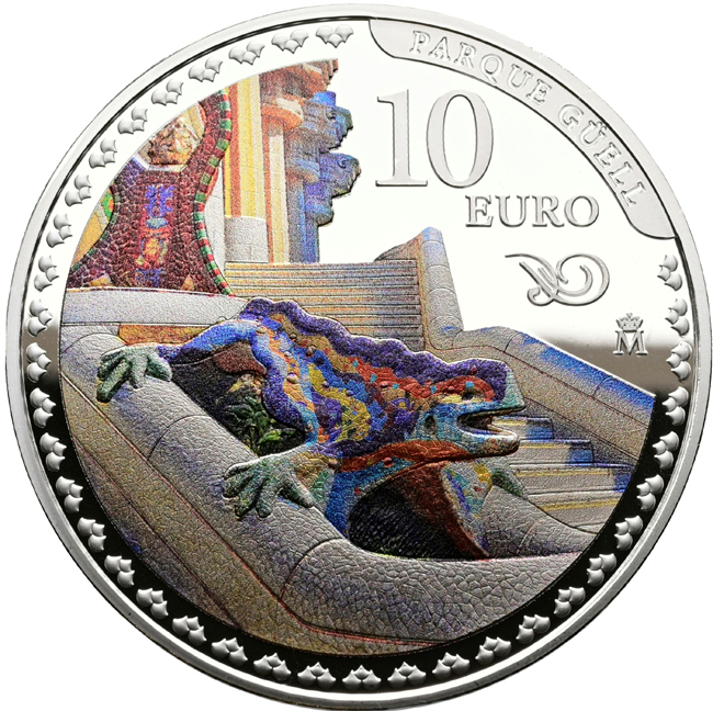 Park Guell od Antonia Gaudího 2026, stříbrná mince v etuji
