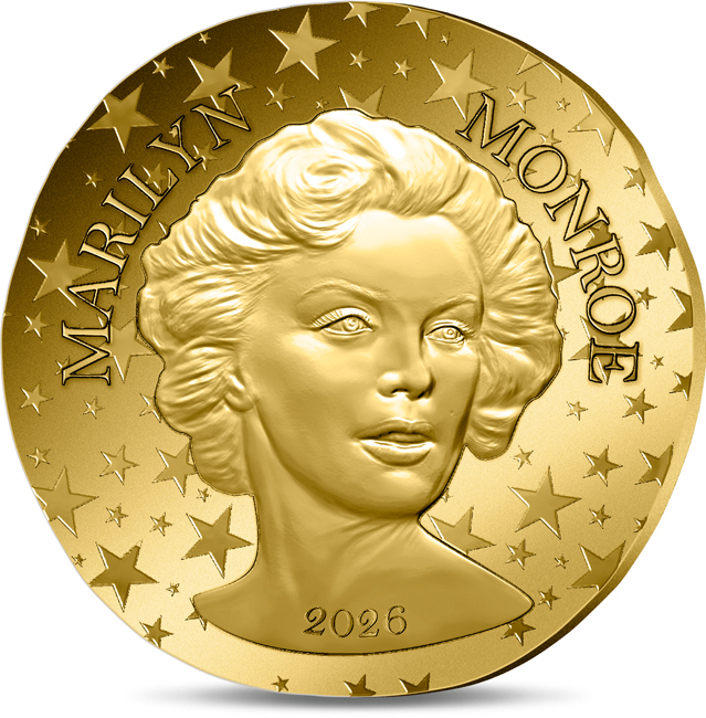Marilyn Monroe 2026, zlatá mince v etuji, 1 oz