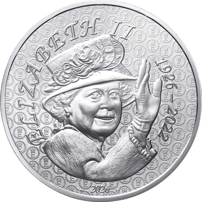 Královna Alžběta II, Francie 2026, stříbrná mince v blistru, 45 g