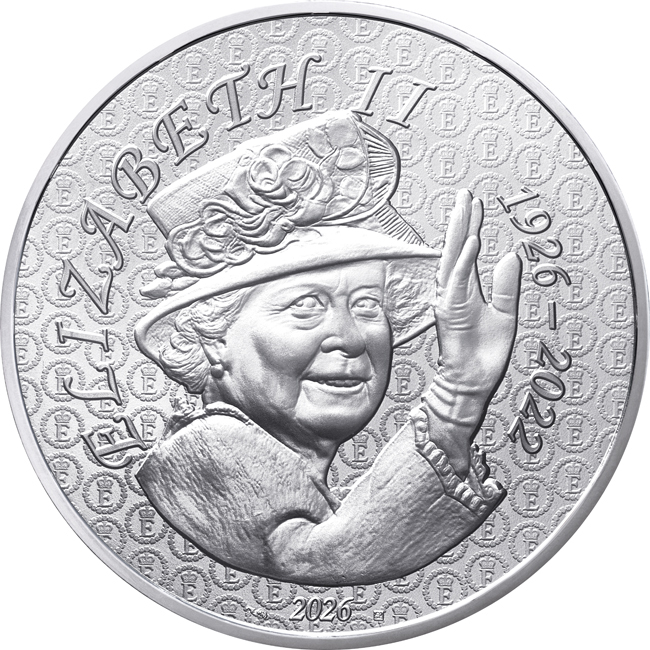 Královna Alžběta II, Francie 2026, stříbrná mince v etuji, 13 g