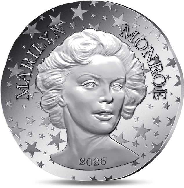 Marilyn Monroe 2026, stříbrná mince v etuji, 22 g