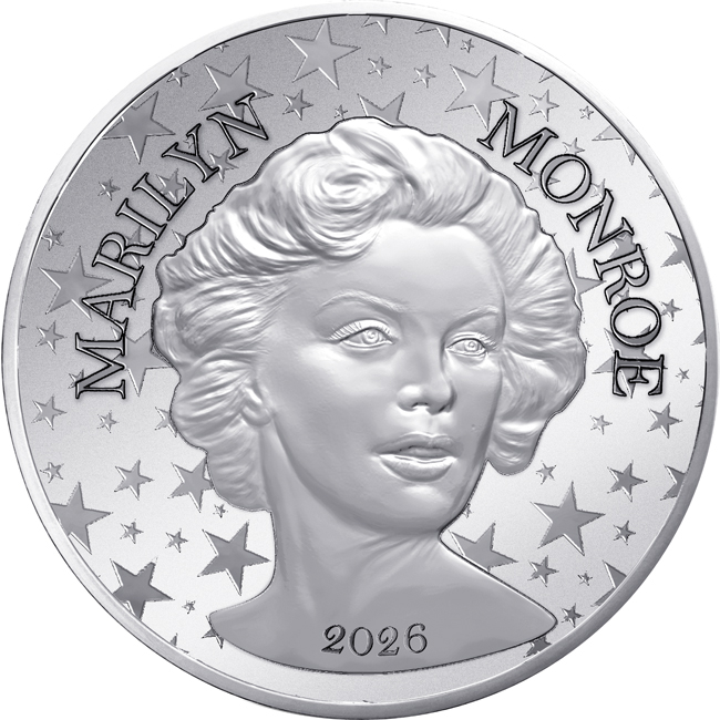 Marilyn Monroe 2026, stříbrná mince v blistru, 13 g