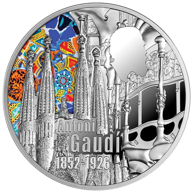 Antoni Gaudi 2026, stříbrná mince v etuji, 1 oz