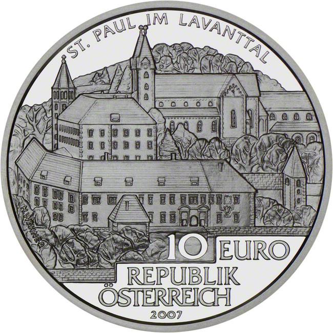 Opatství sv. Pavla v Lavanttalu 2007, stříbrná mince v etuji