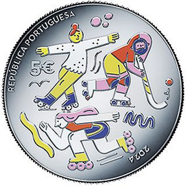 Portugalské federace kolečkových sportů a bruslení 2024 - 100. výročí, stříbrná mince v etuji
