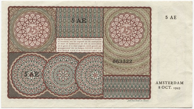 25 Gulden 1943 (Mädchenportrait nach Moreelse)