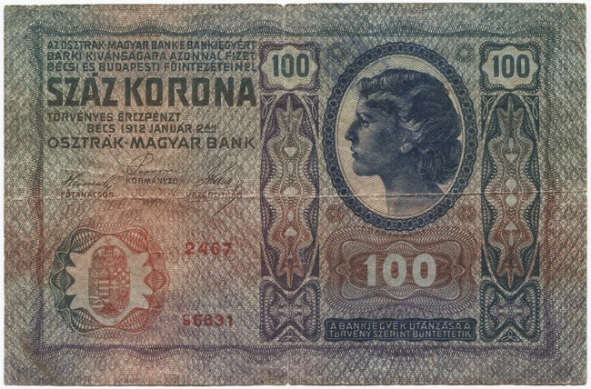 100 Kronen 1919 (Überdruckprovisorium m. Falsifizierungsstempel)