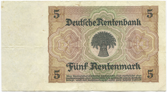 5 Rentenmark 1926 (Bauernmadl) ``8-stellig´´