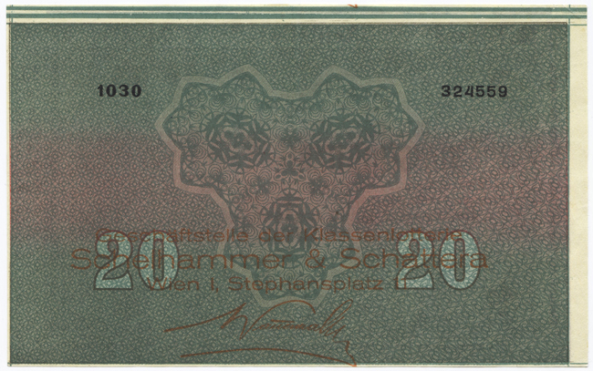 1/8 Los zu 6 und 12 Schilling 1930 (Lotterielos auf Donaustaat-Note)