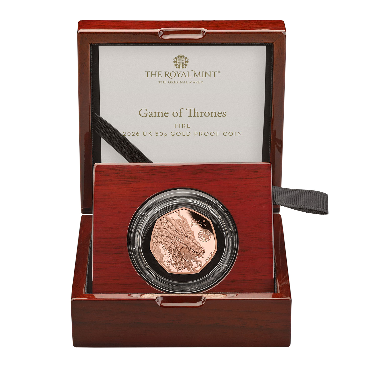 Hra o trůny: Oheň - 2026, zlatá mince v etuji, 1/2 oz