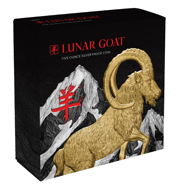 Lunární koza 2027 - Niue, stříbrná mince v etuji, 5 oz