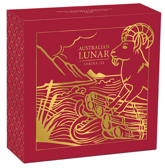 Lunární koza 2027 - Austrálie, zlatá mince v etuji, 1/10 oz