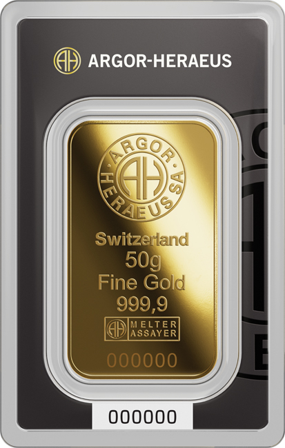 Zlatý zliatok Argor Heraeus 50 g