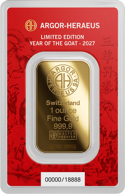 Zlatý zliatok Argor Heraeus - Rok kozy 2027, 1 oz