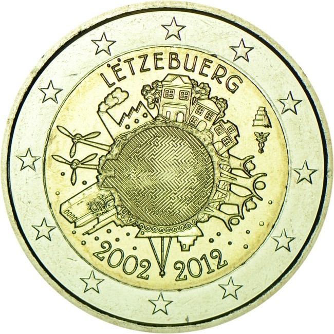 10 let Euro hotovost, Lucembursko, CuNi