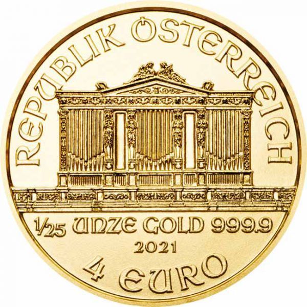 Zlatá minca Viedenskí filharmonici 1/25 Oz - 2023